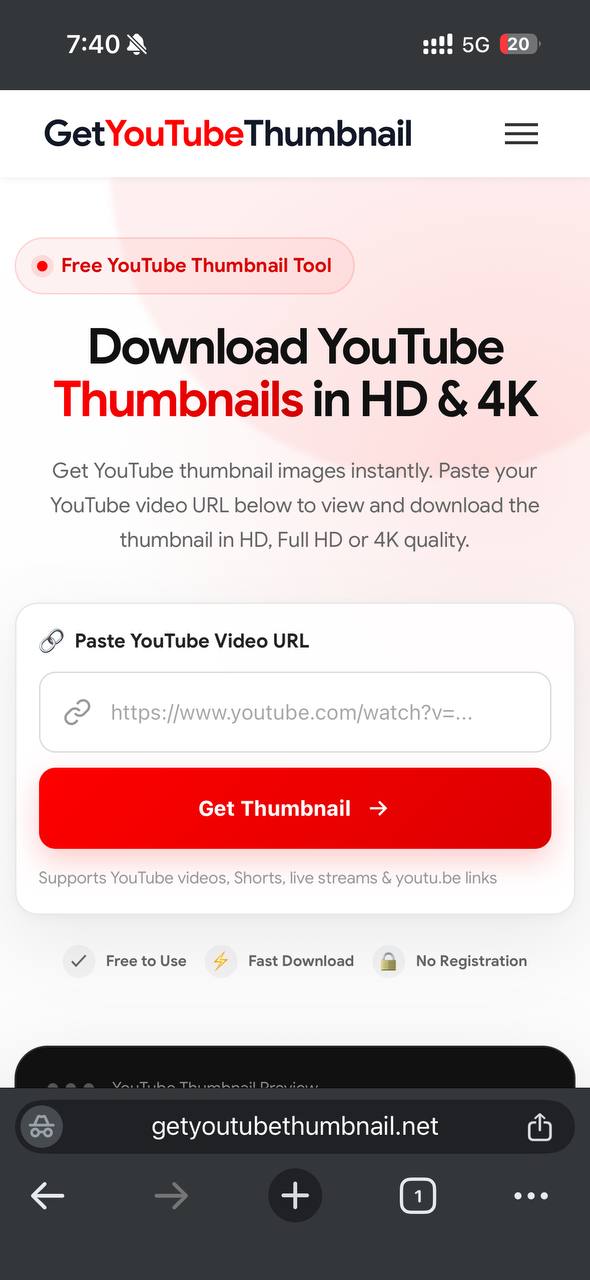 View YouTube thumbnail image preview